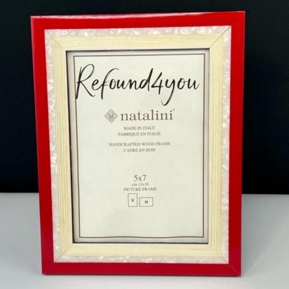 Natalini – ‘Red Pearl Border’ wood frame. 5” x 7”. NWT.